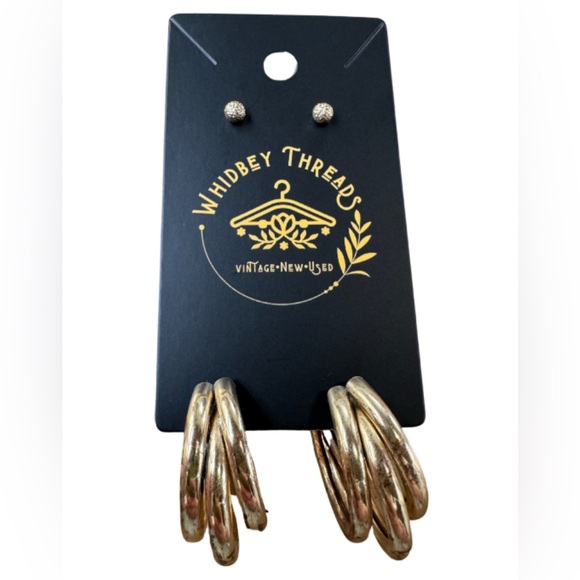 Z. Gold Hoop Earrings and Stud Set - Picture 1 of 2